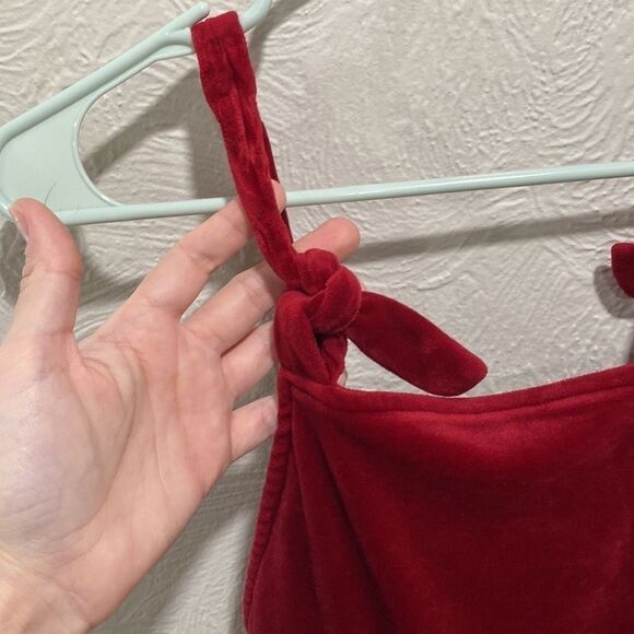 Bailey’s Blossom Red Velour Wide Flare Leg Jumpsuit Size 5T - Picture 2 of 6